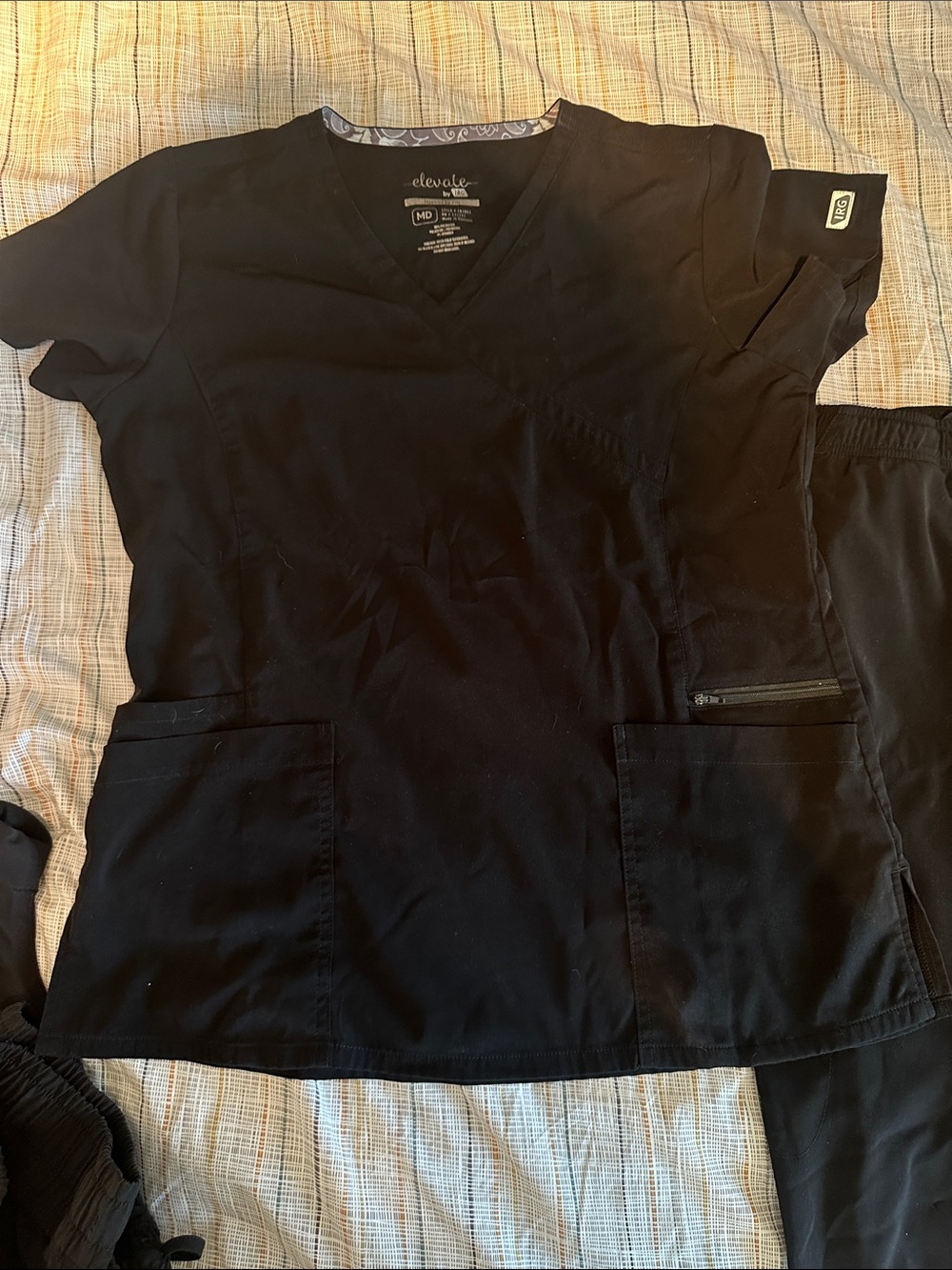 Elevate Black V-Neck women’s Scrub Top